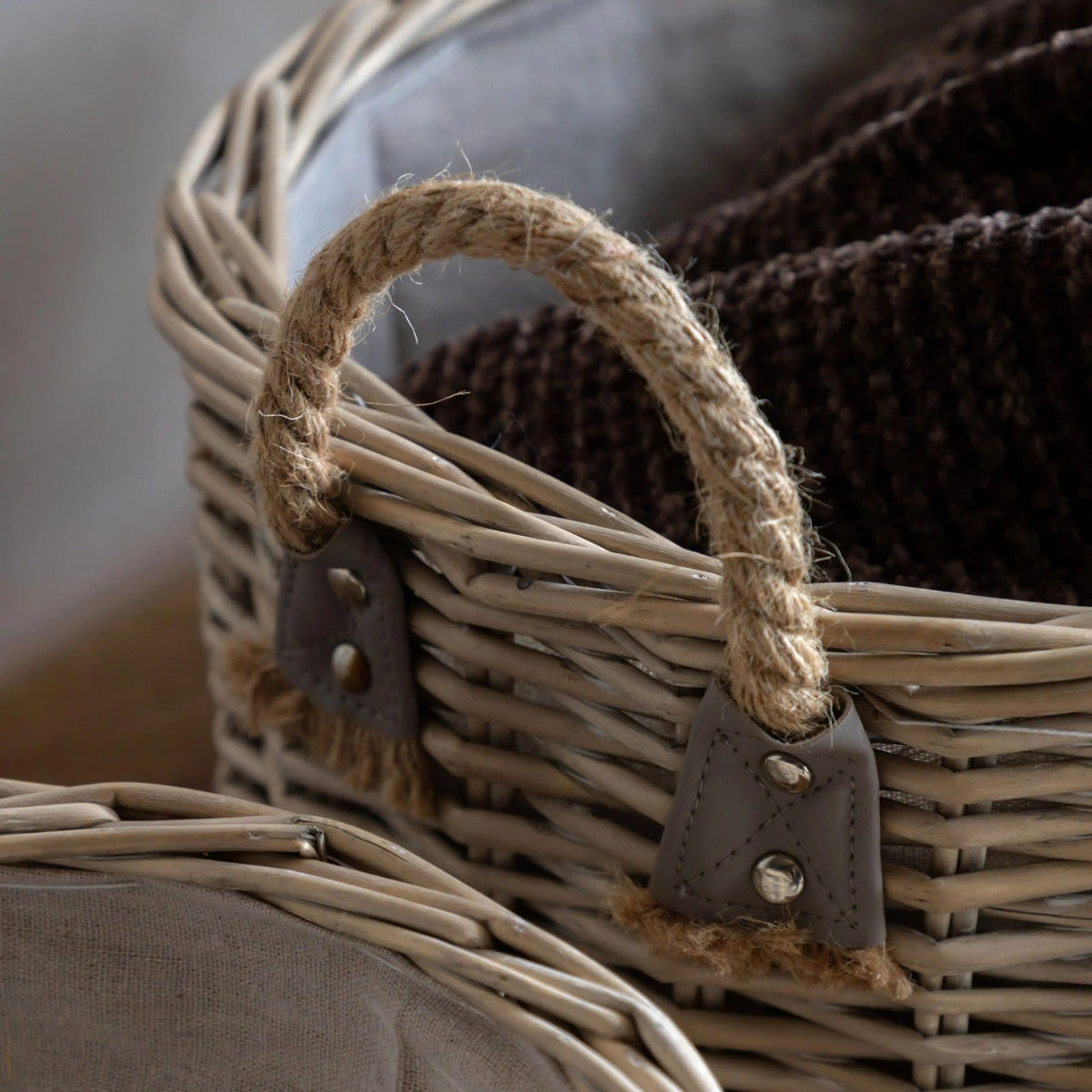Eden Round Basket Handle in Natural - Set of 2