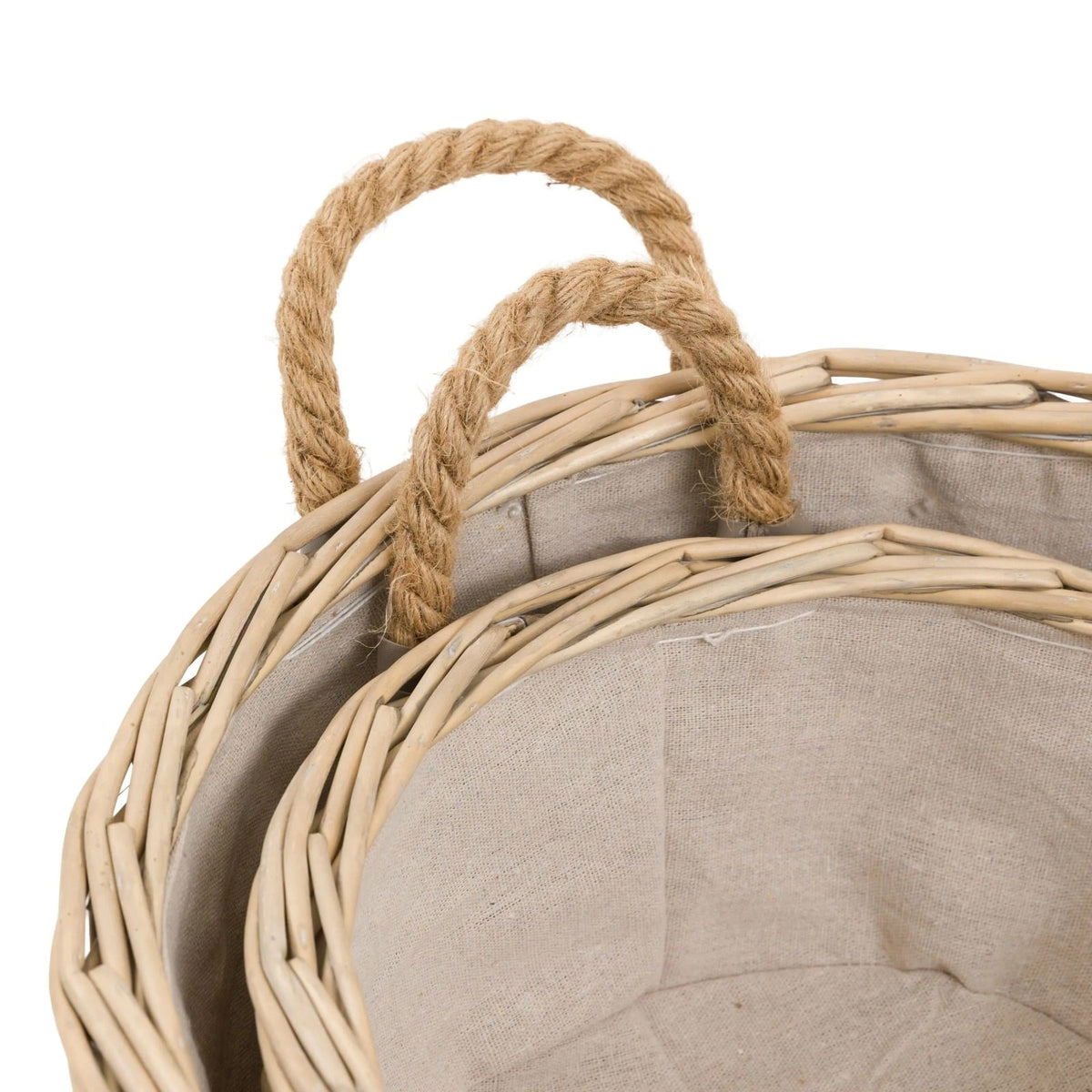 Eden Round Basket Handle in Natural - Set of 2