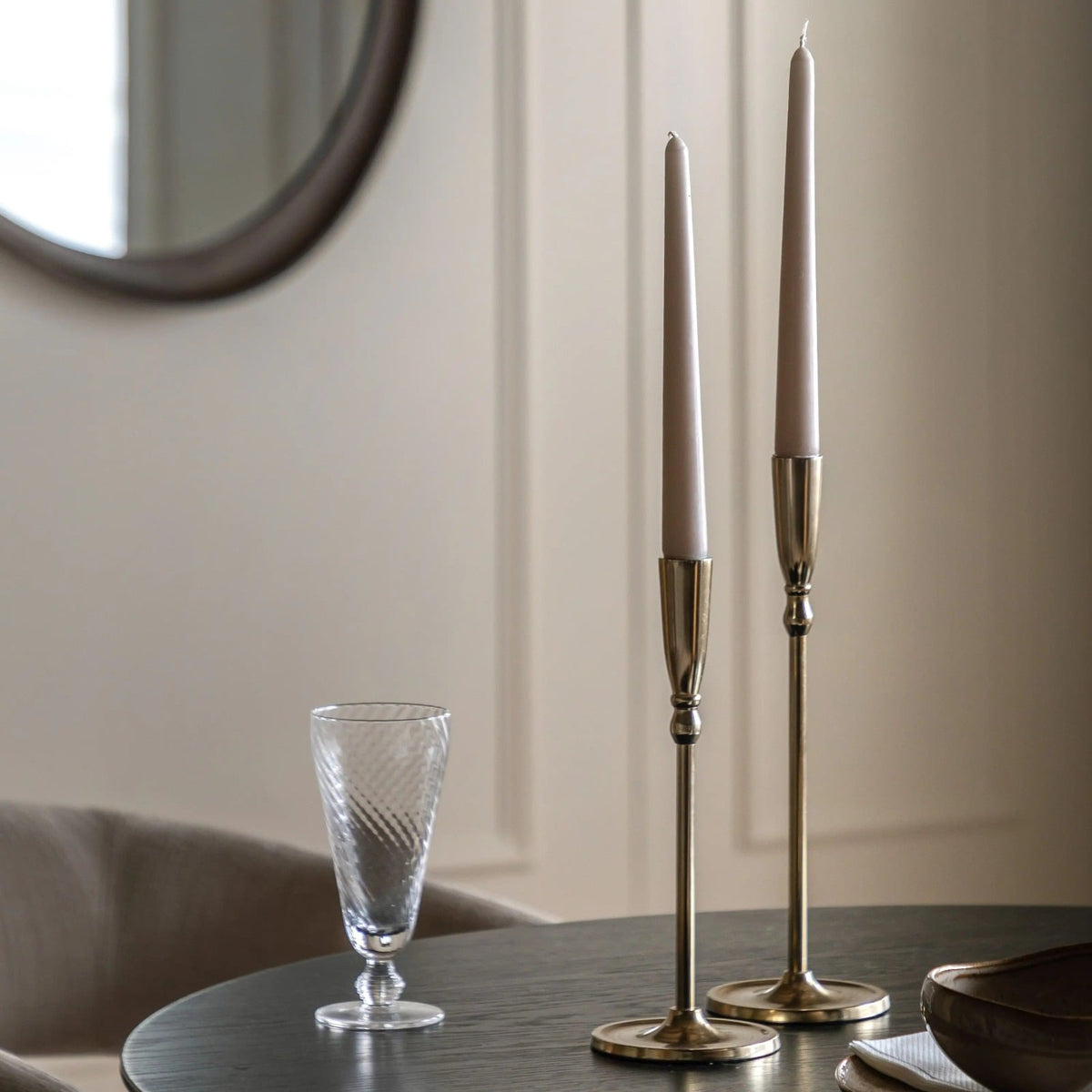 Ortillo Candle Stick in Brushed Gold - Set of 2