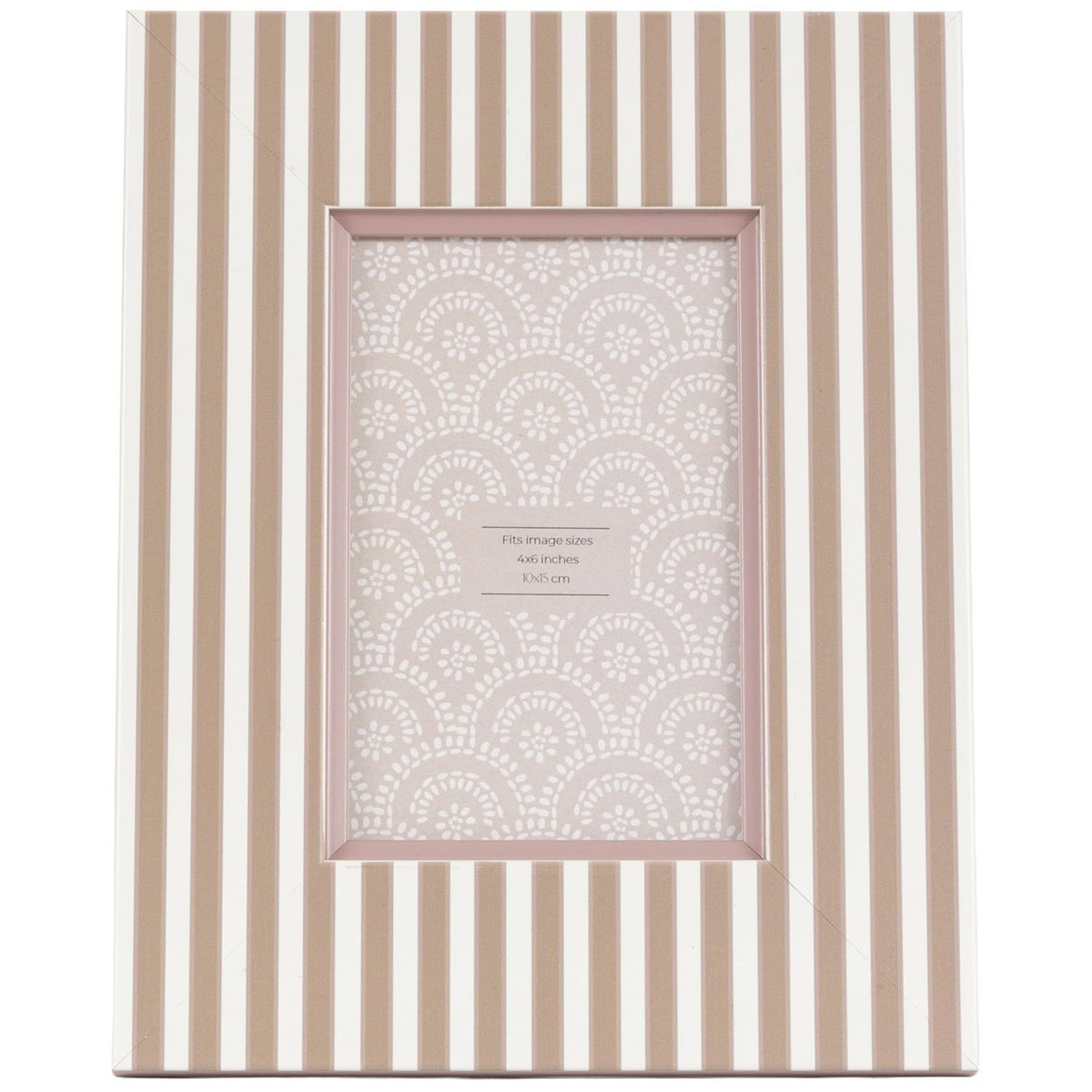 Stripe Photo Frame Olive & Fawn 6x4" - Set of 2