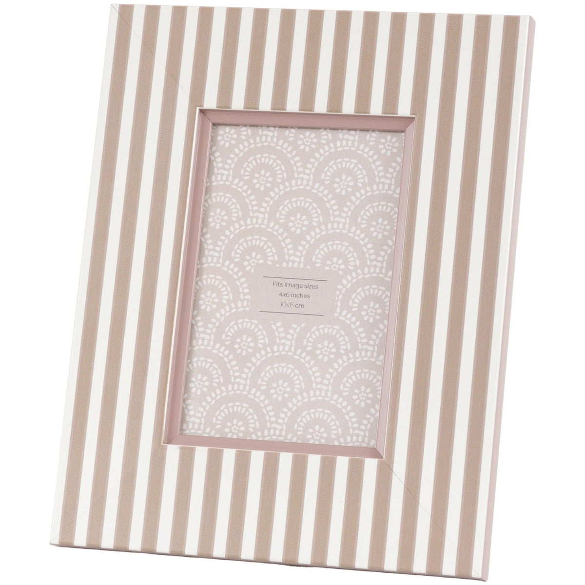 Stripe Photo Frame Olive & Fawn 6x4" - Set of 2