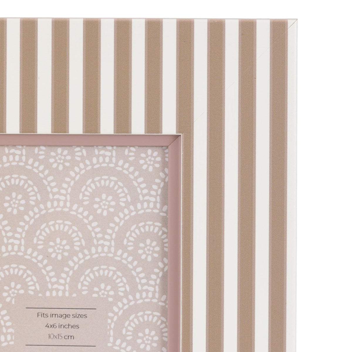 Stripe Photo Frame Olive & Fawn 6x4" - Set of 2