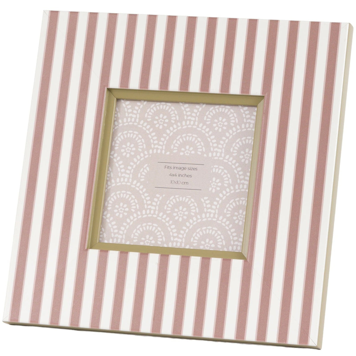 Stripe Photo Frame Olive & Fawn 4x4" - Set of 2