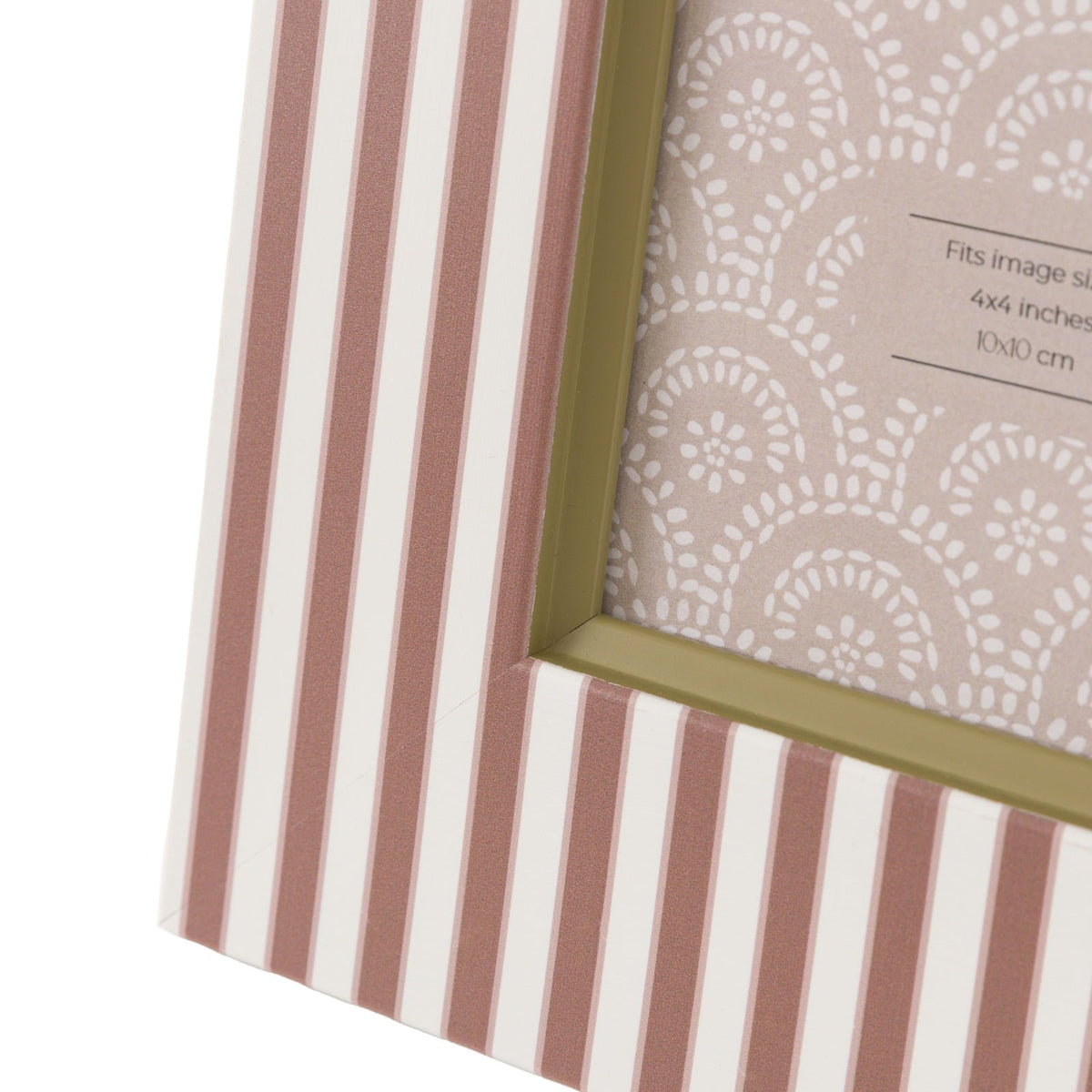 Stripe Photo Frame Olive & Fawn 4x4" - Set of 2