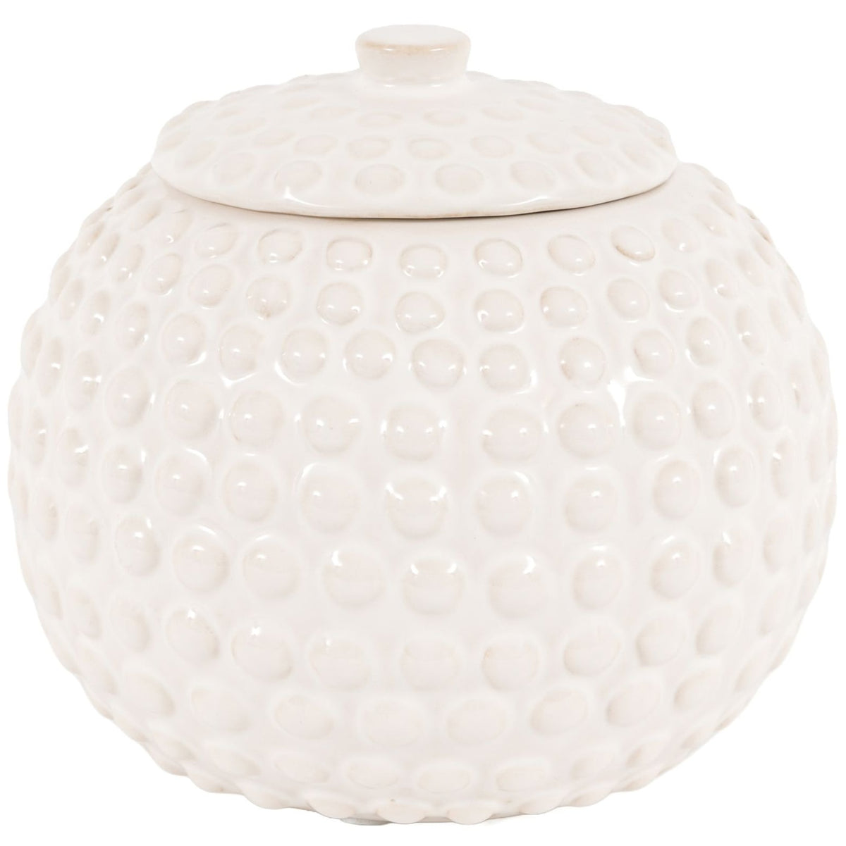 Alba Beaded Trinket Jar in White - Large