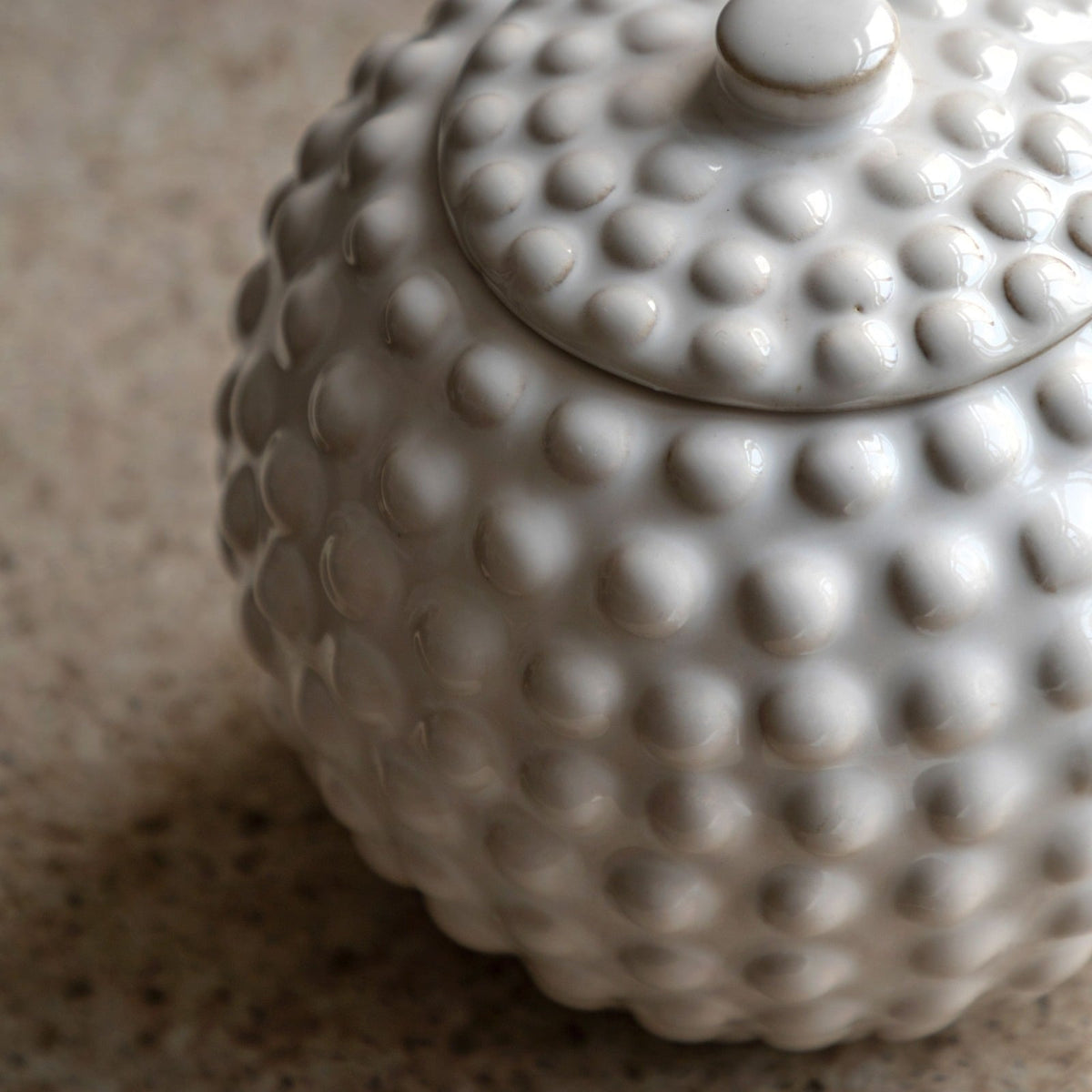 Alba Beaded Trinket Jar in White - Small
