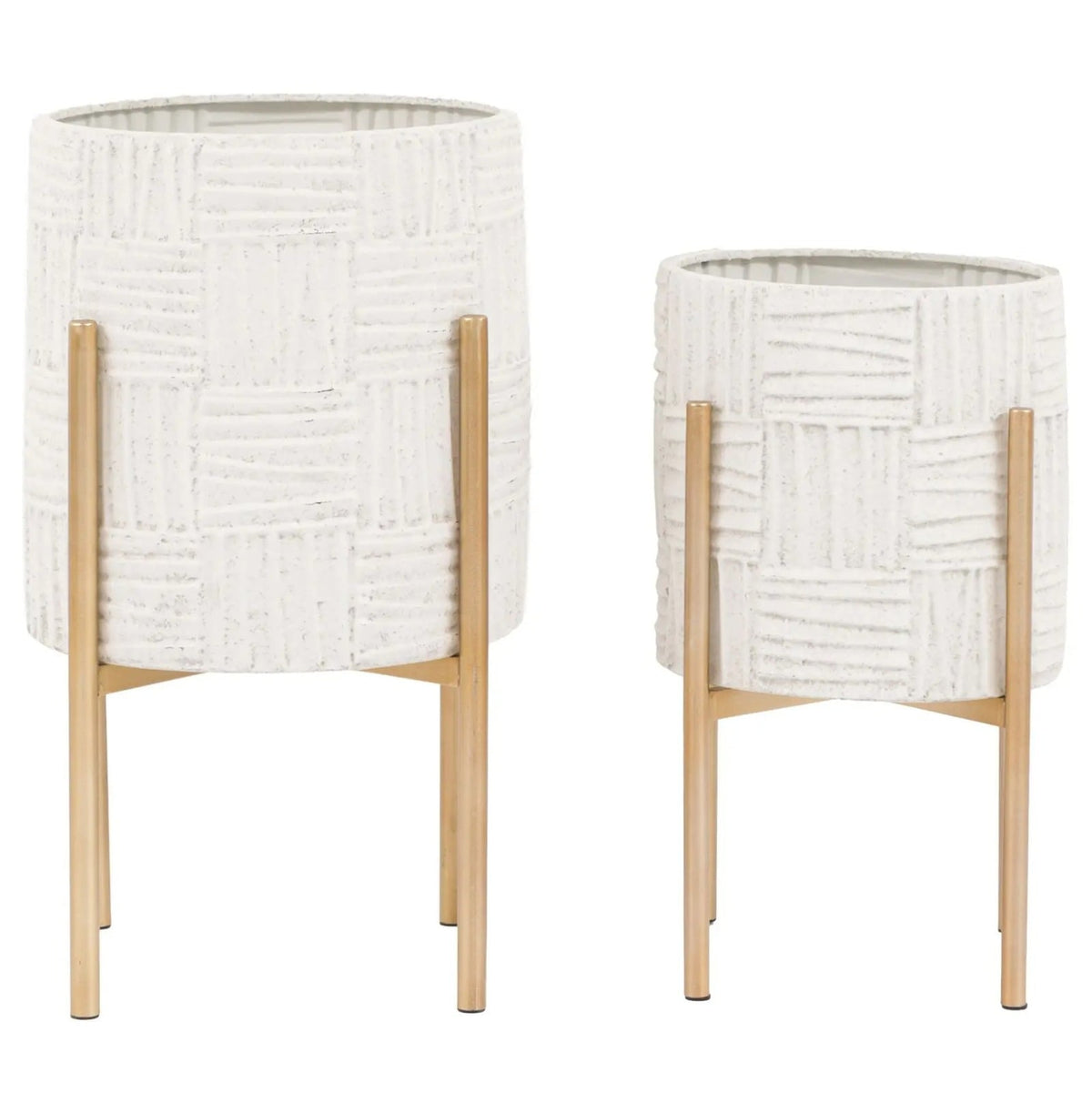 Ibiza Metal Planters in White - Set of 2