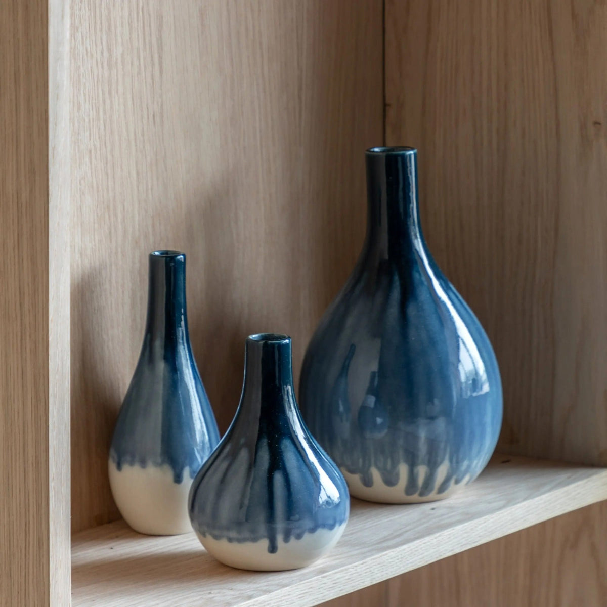 Orro Blue Organic Fade Ceramic Vase - Set of 3
