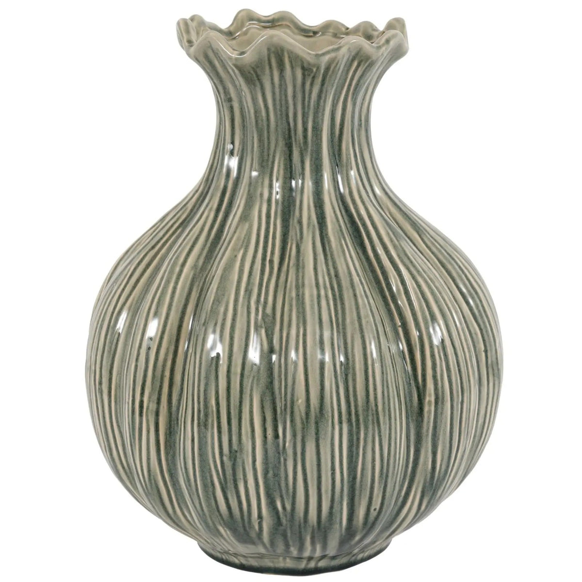 Aven Glazed Vase in Fennel Green