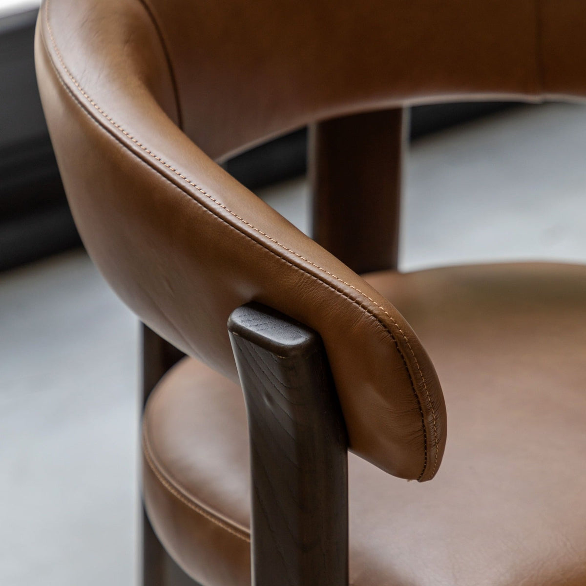 Opalite Dining Chair in Brown Leather