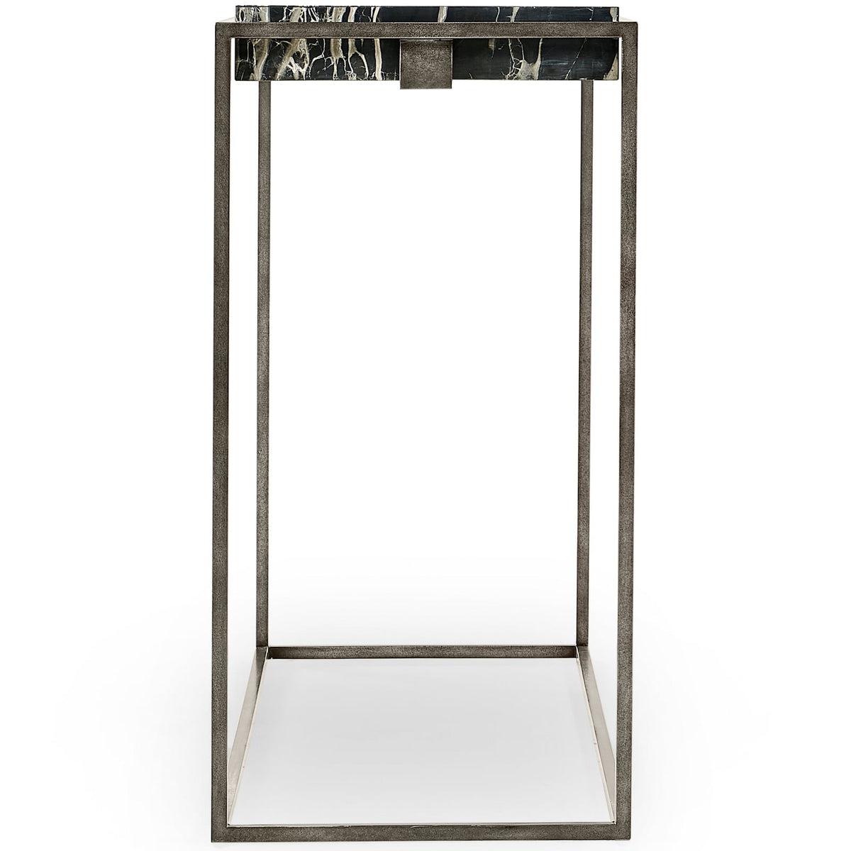 Rectangular Iron Console Table with a Black Marble Top