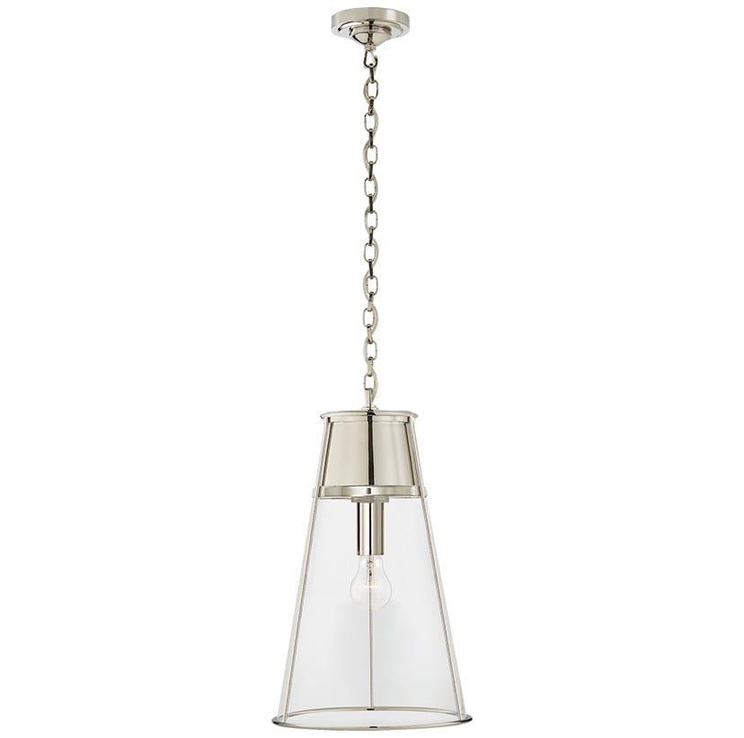 Robinson Large Pendant | Polished Nickel & White Glass