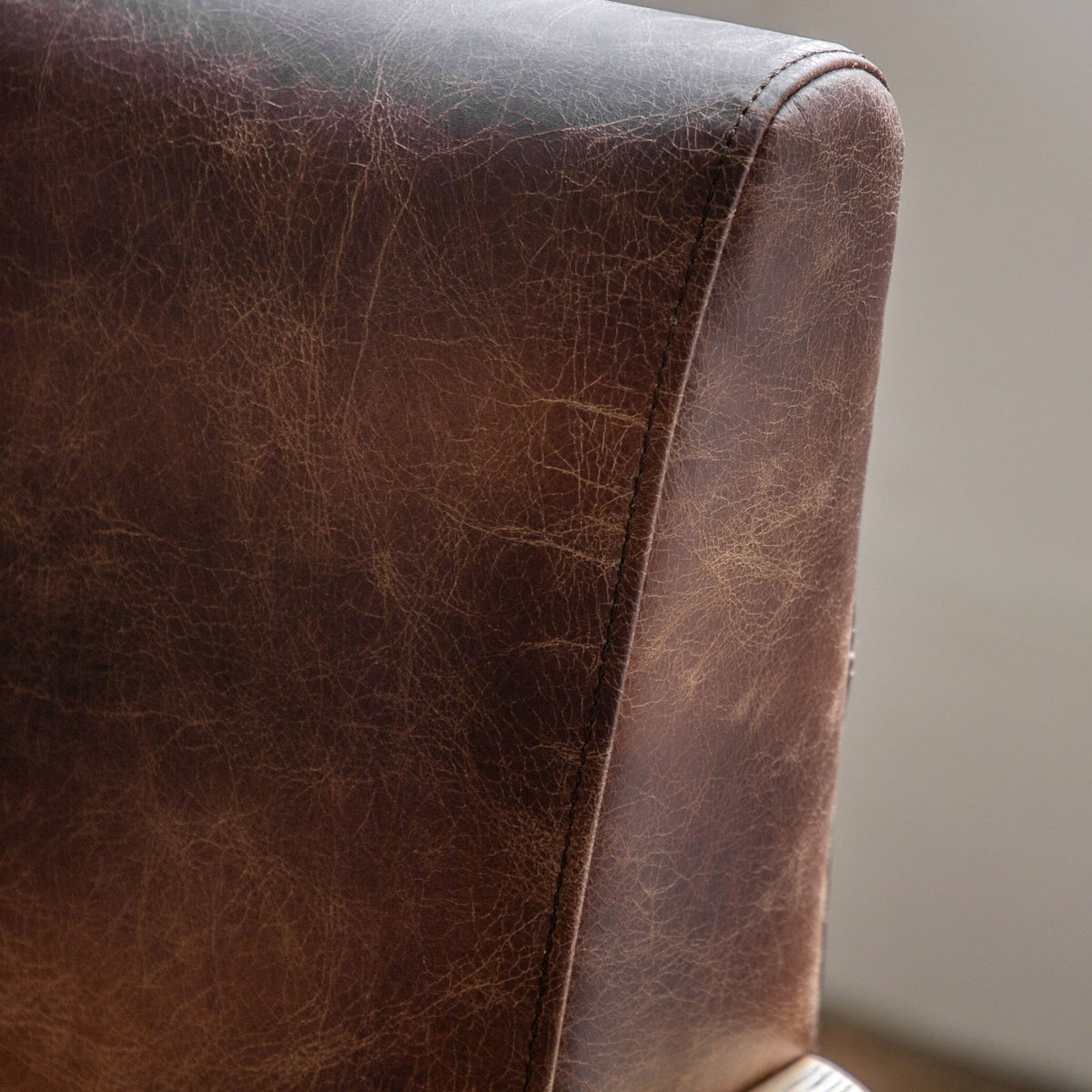 Hereford Mid Century Style Armchair in Brown Leather