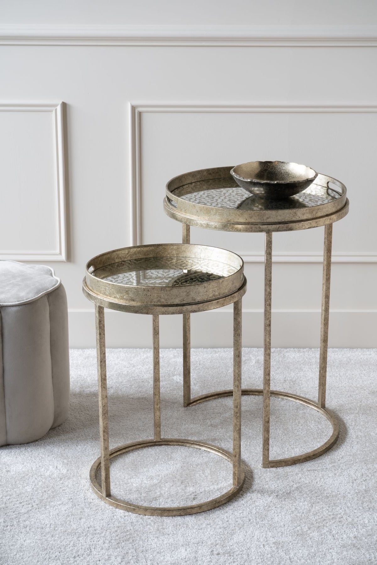 Nesting Side Tables Vienna with Diamond Pattern