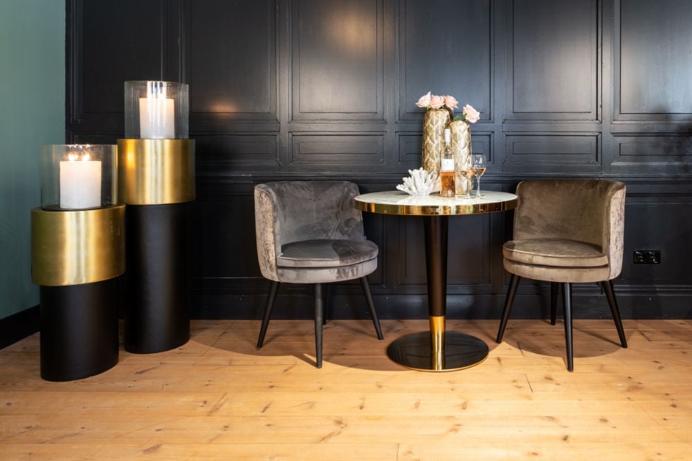 Osteria Round Dining Table in Faux Marble - 80cm
