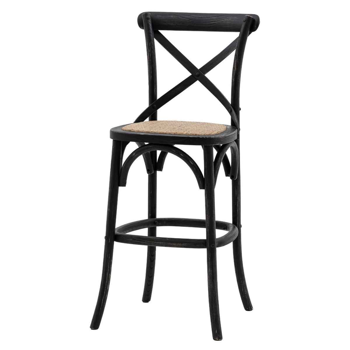 Fennel Black/Rattan Stool Set of 2