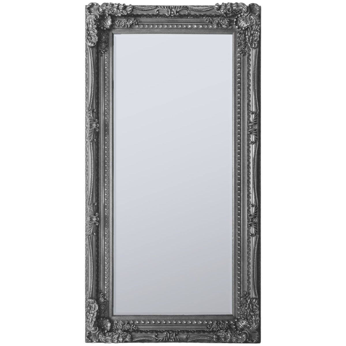 Gloucester Carved Floor Mirror in Silver