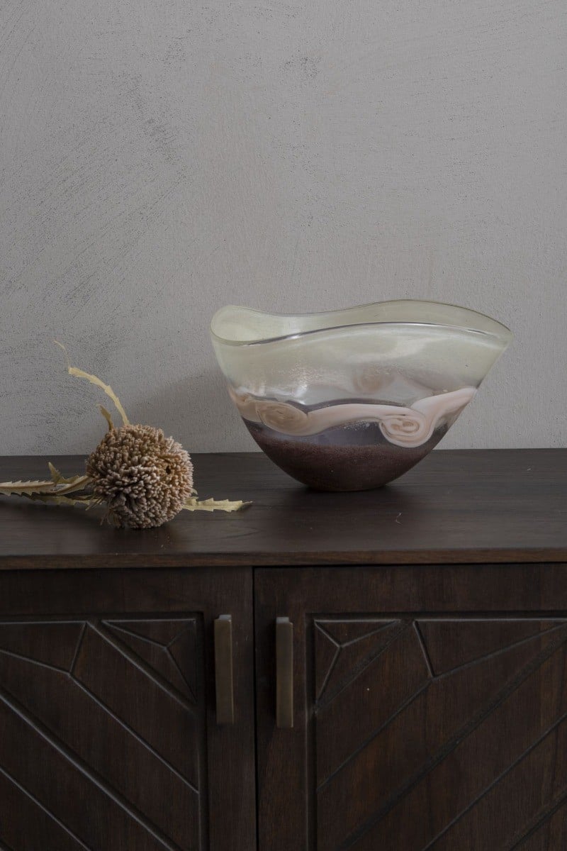Libra Bowl Peach Swirl Glass