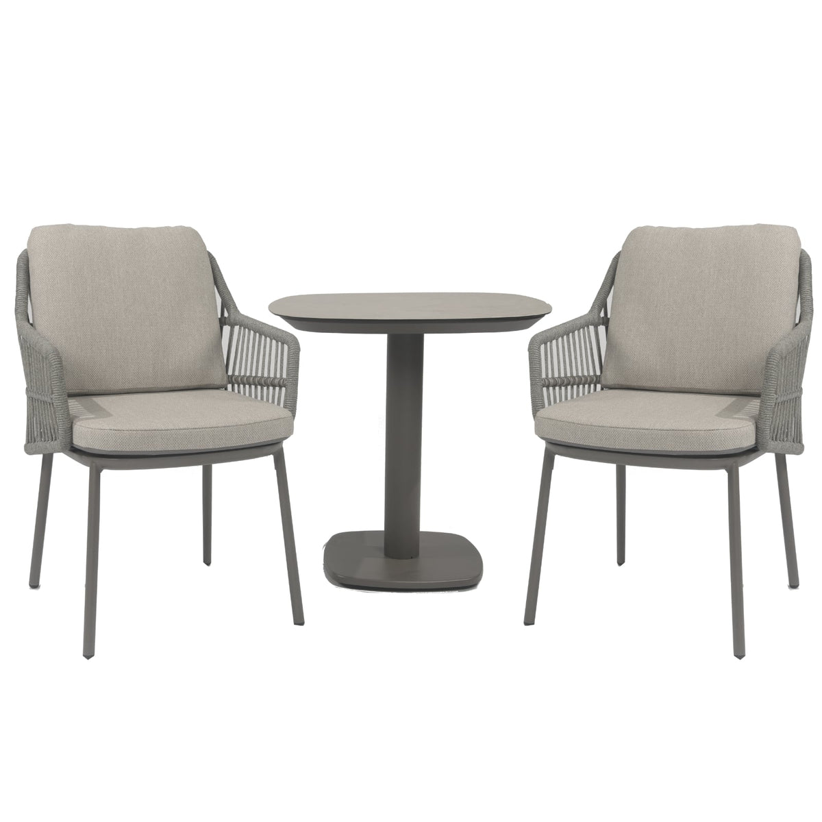 Alicante outdoor bistro set with Manolo 75cm ceramic dining table