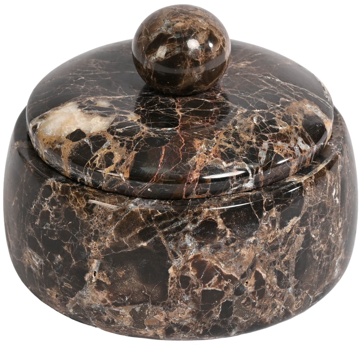 Pebble Lid Canister in Dark Emperador Marble