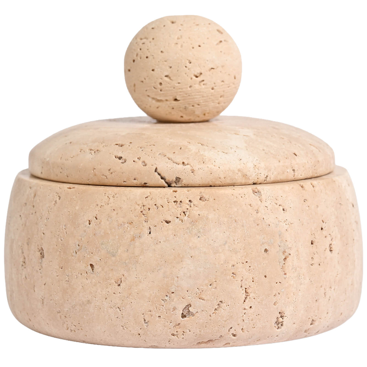 Pebble Lid Canister in Travertine