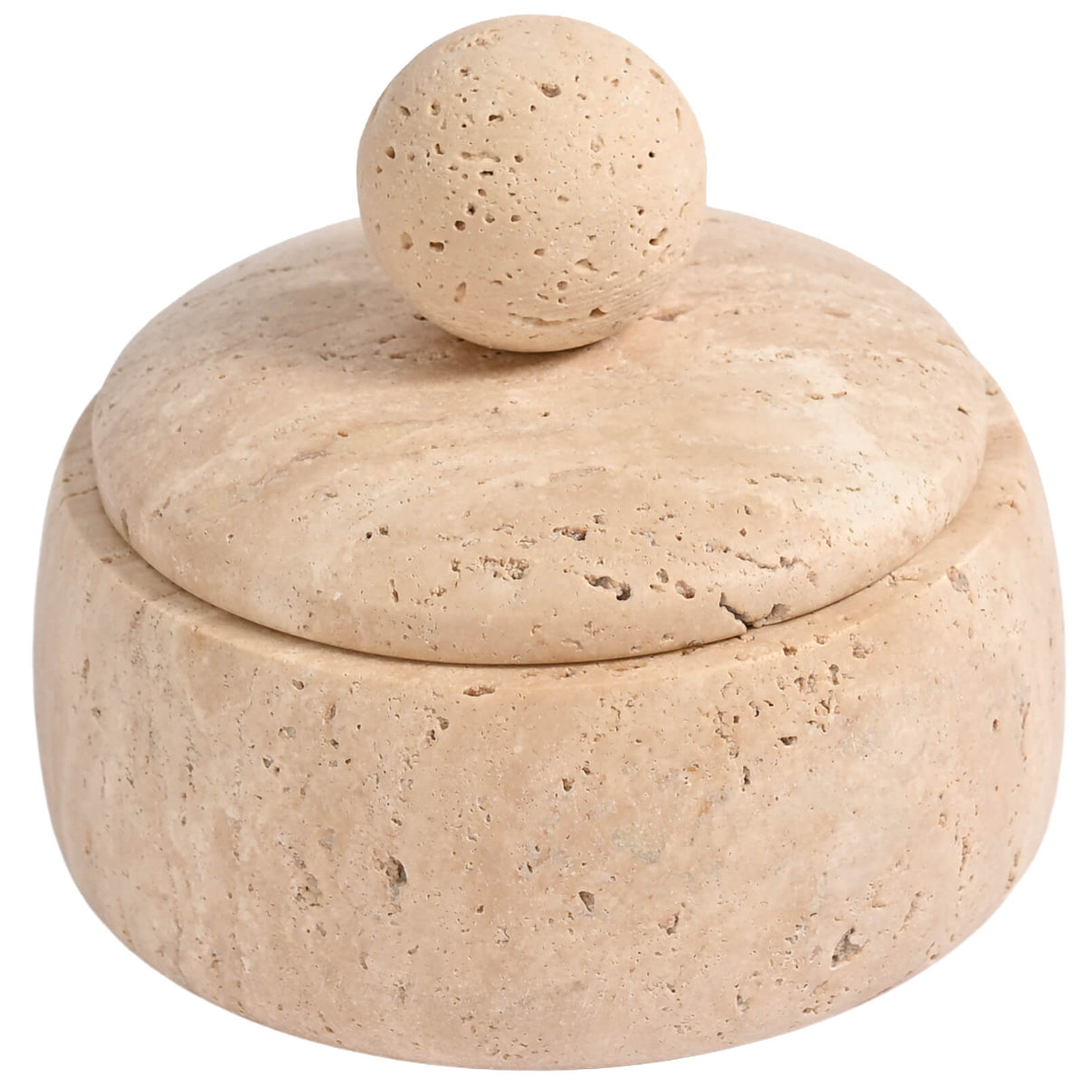Pebble Lid Canister in Travertine