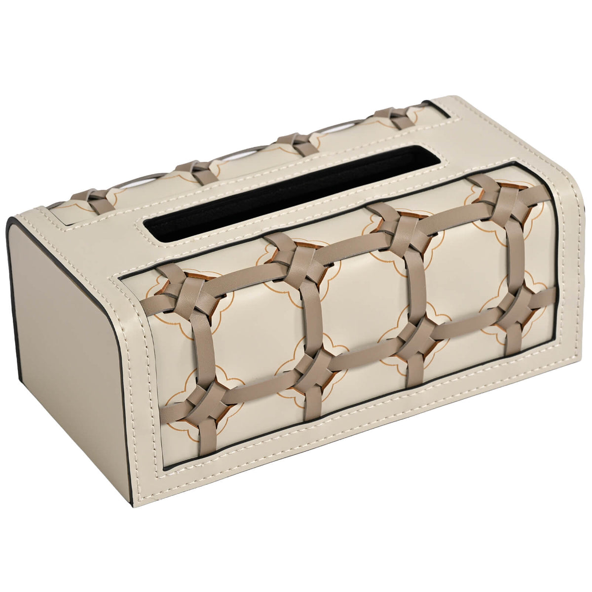 Rectangular Woven Leather Tissue Box