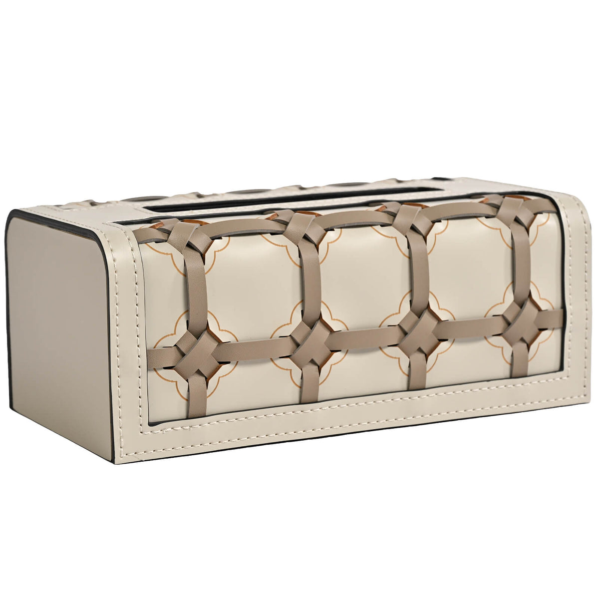 Rectangular Woven Leather Tissue Box