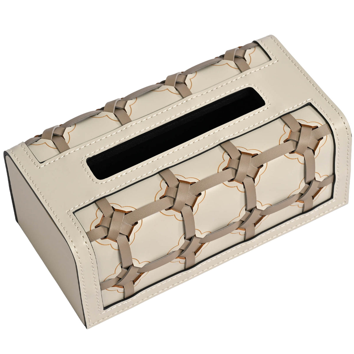 Rectangular Woven Leather Tissue Box