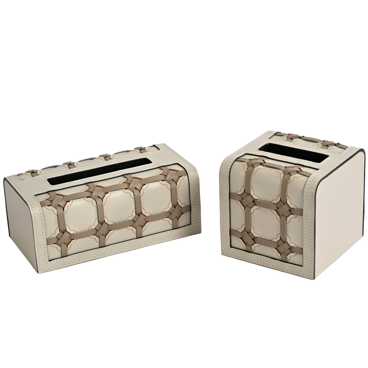 Rectangular Woven Leather Tissue Box