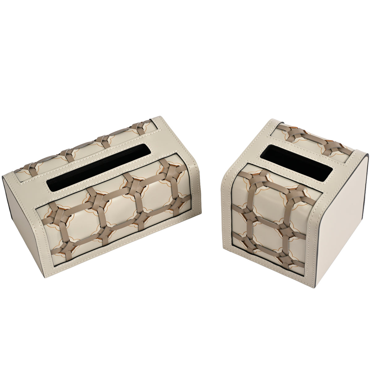 Rectangular Woven Leather Tissue Box