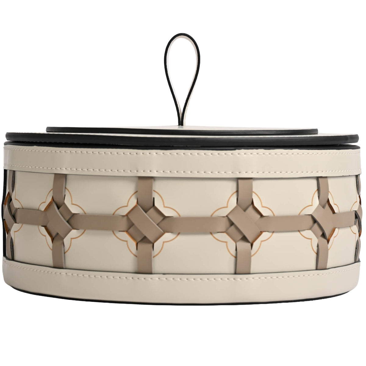 Round Woven Leather Canister