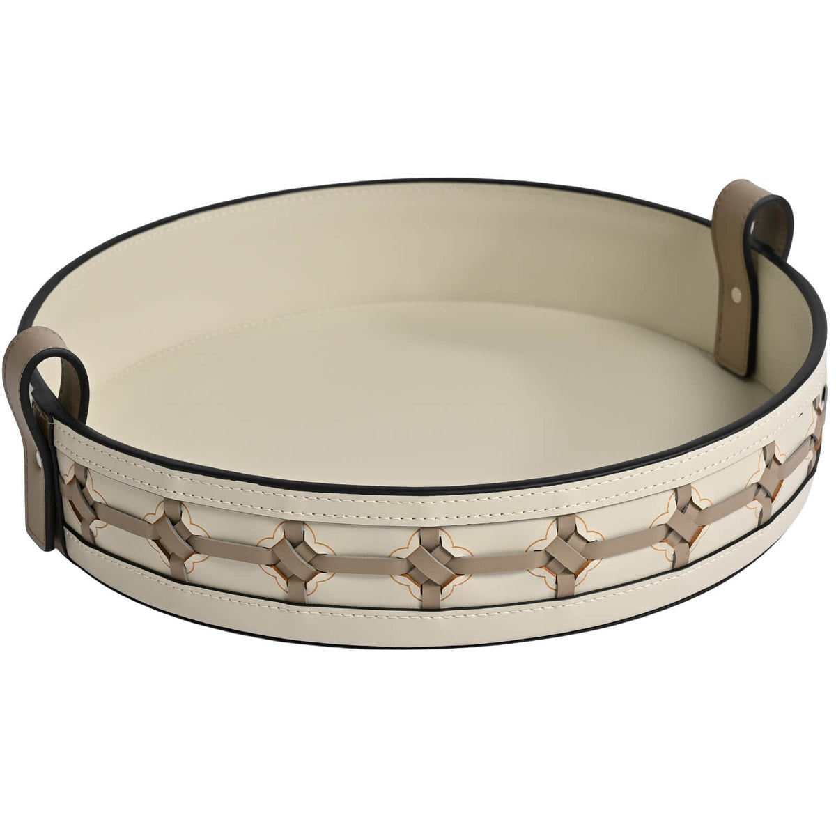 Round Woven Leather Tray - Large