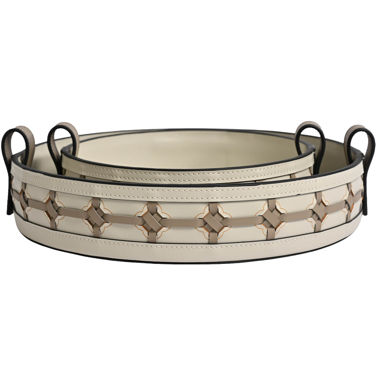 Round Woven Leather Tray - Small