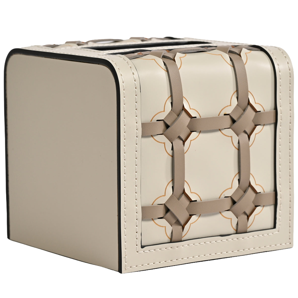 Square Woven Leather Tissue Box