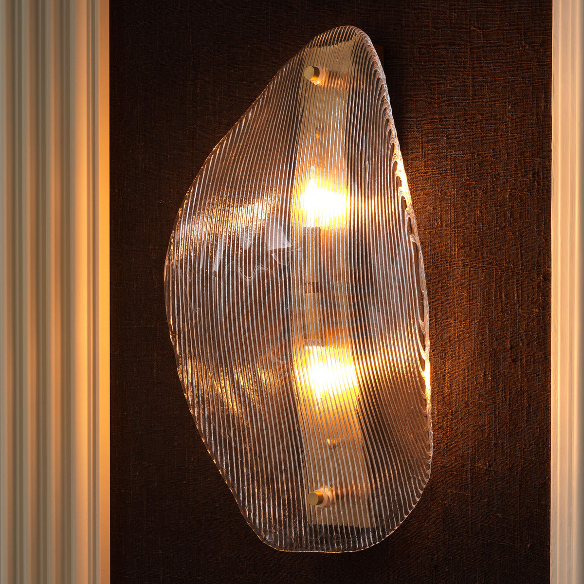 Hibis Wall Lamp in Antique Brass and Clear Glass
