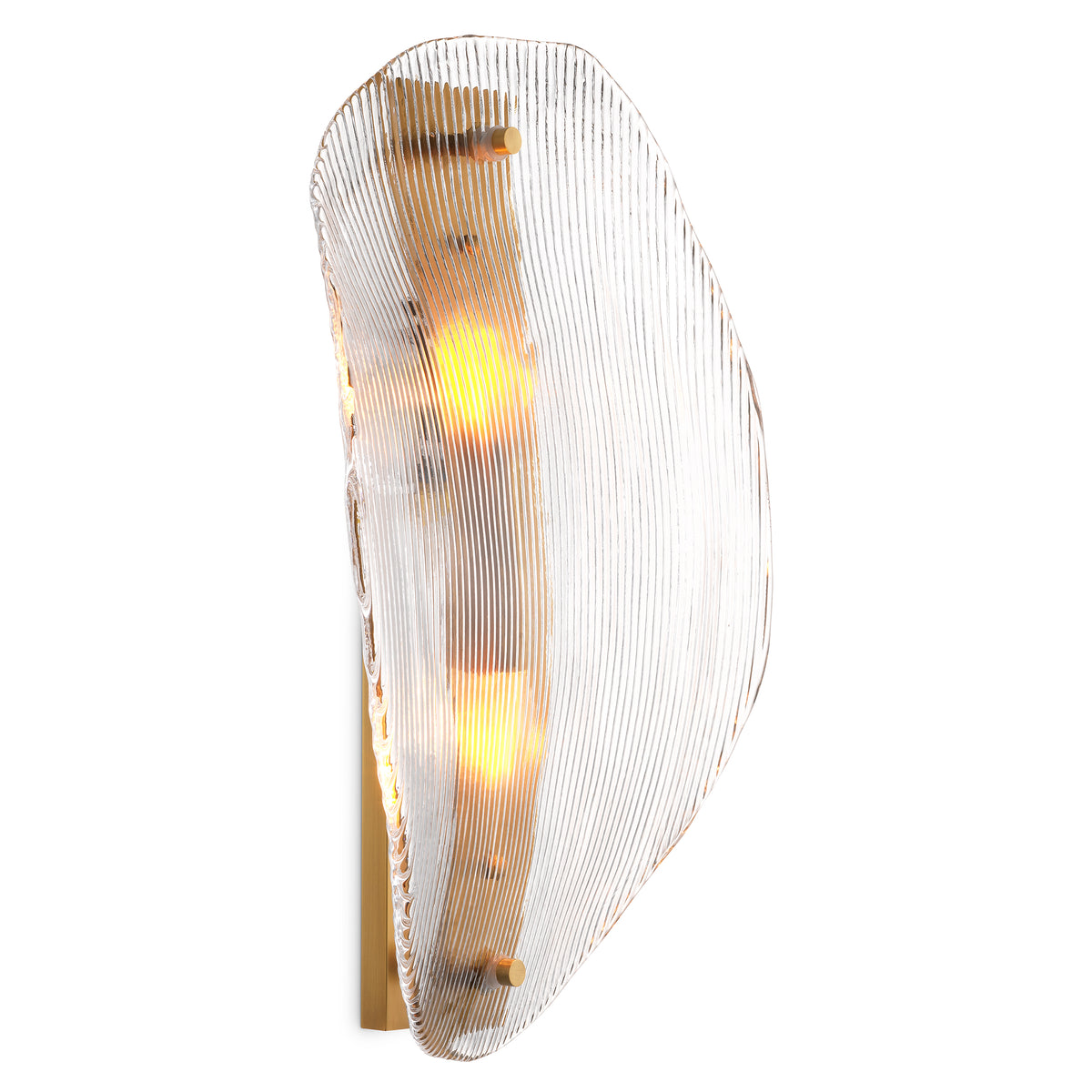 Hibis Wall Lamp in Antique Brass and Clear Glass