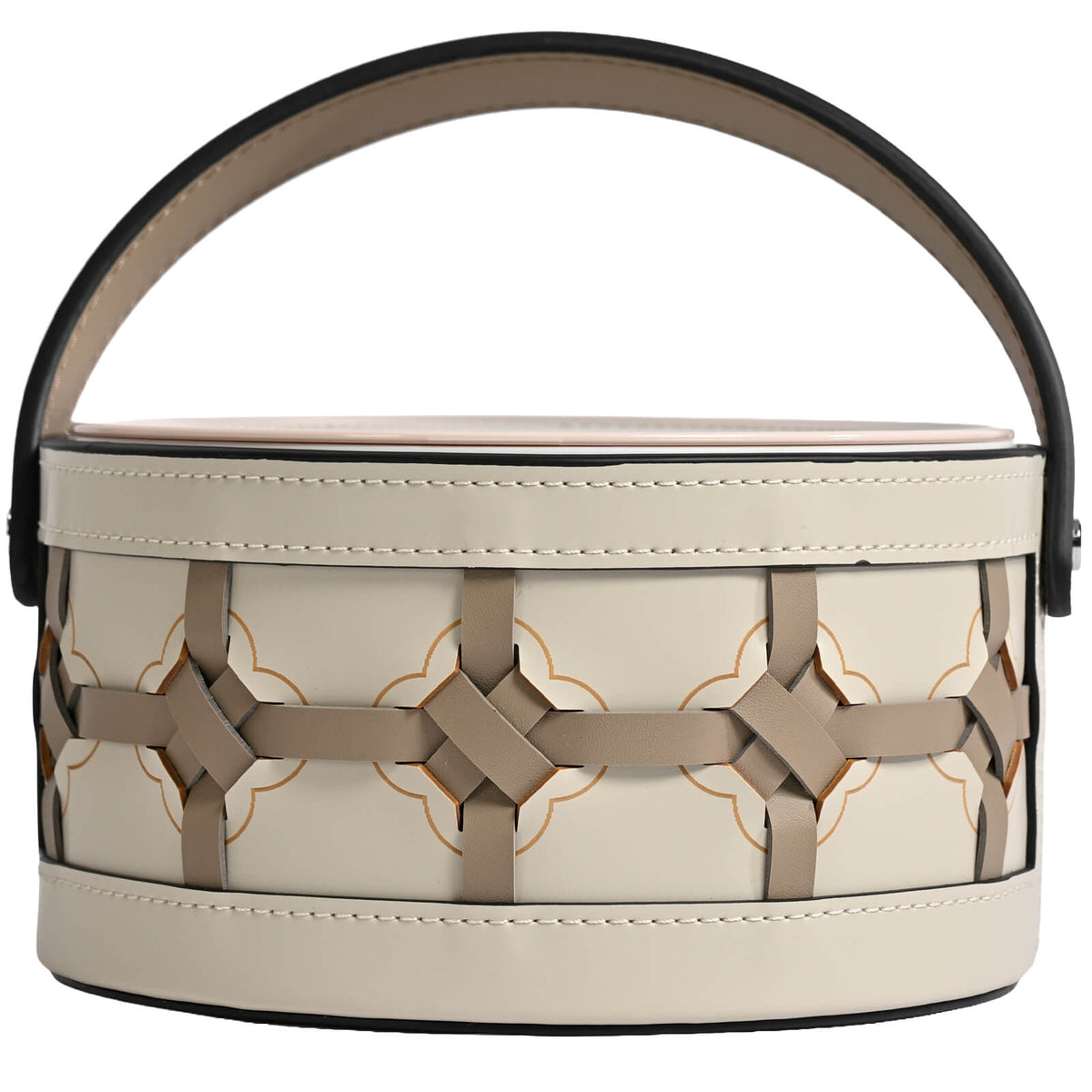 Woven Leather Desk Bin with Handle