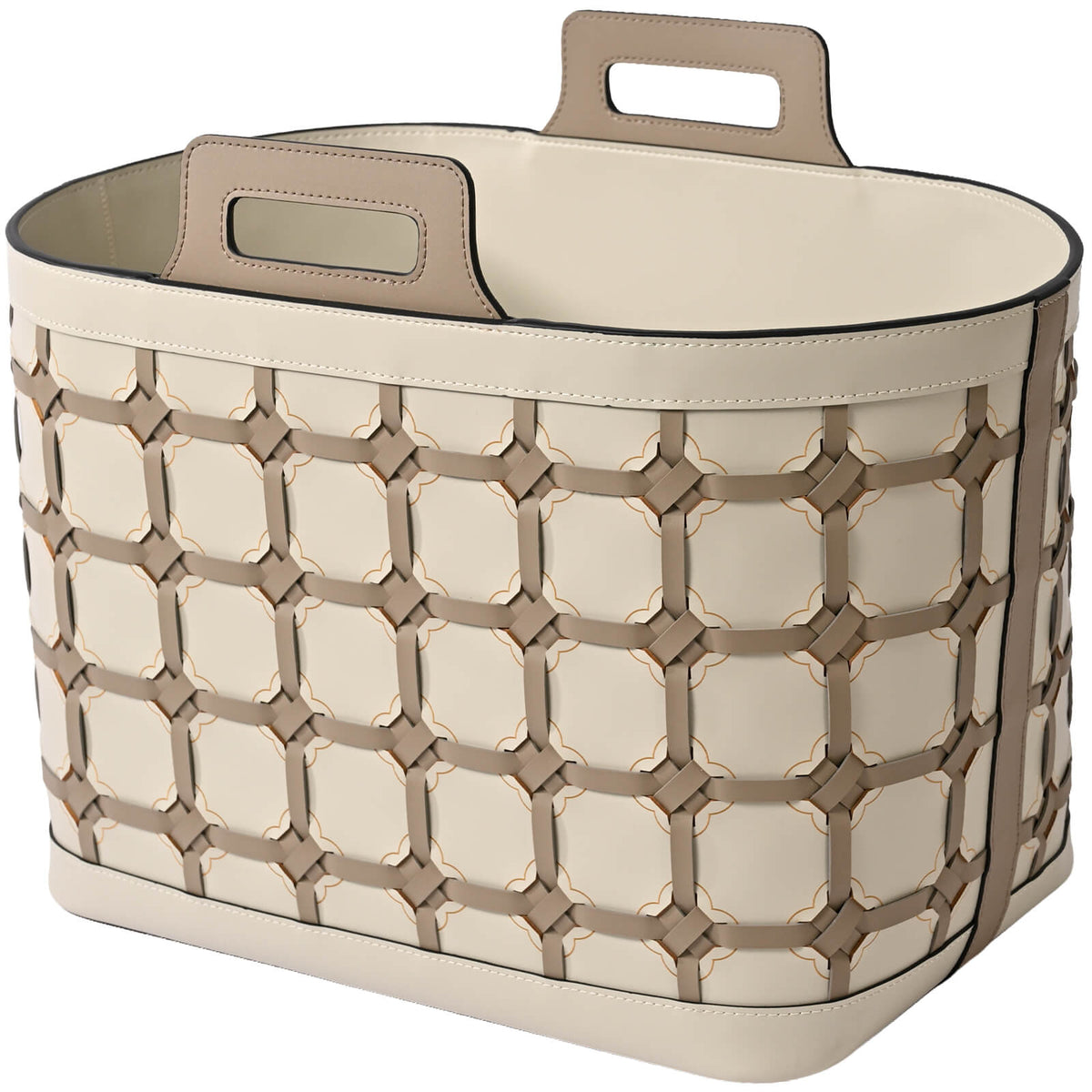 Woven Leather Storage Basket - Large