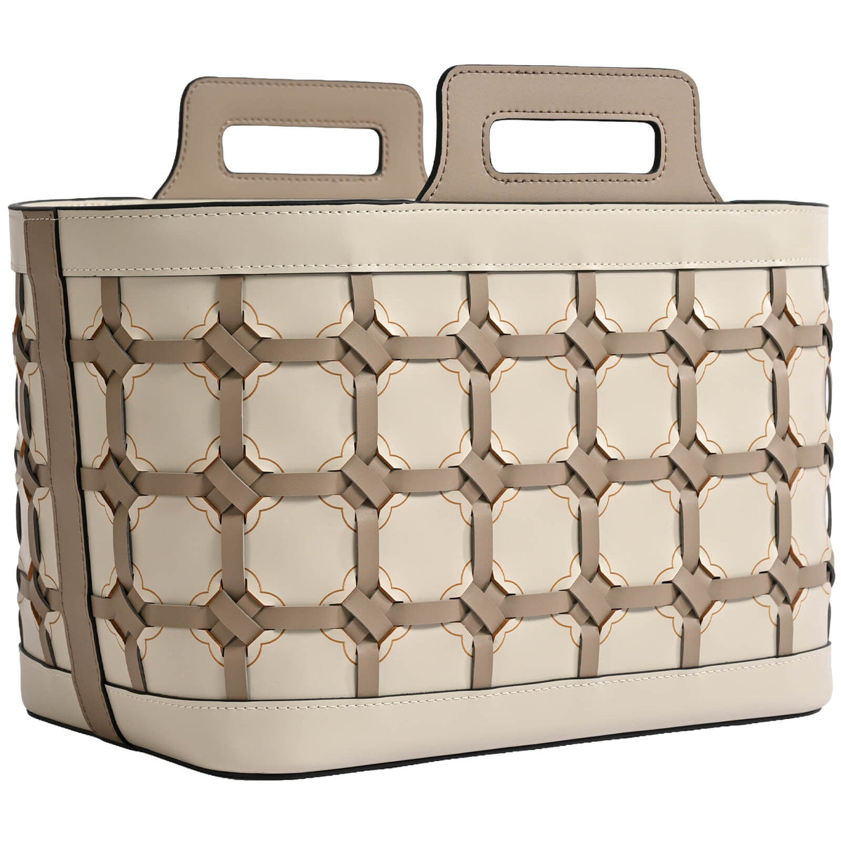 Woven Leather Storage Basket - Medium