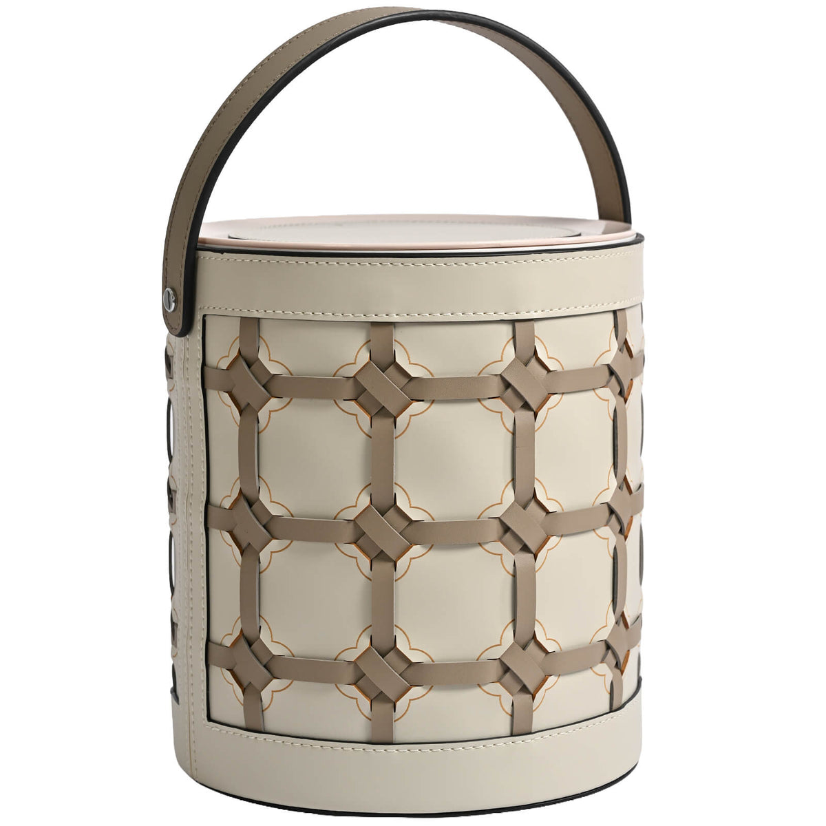 Woven Leather Waste Bin with Handle