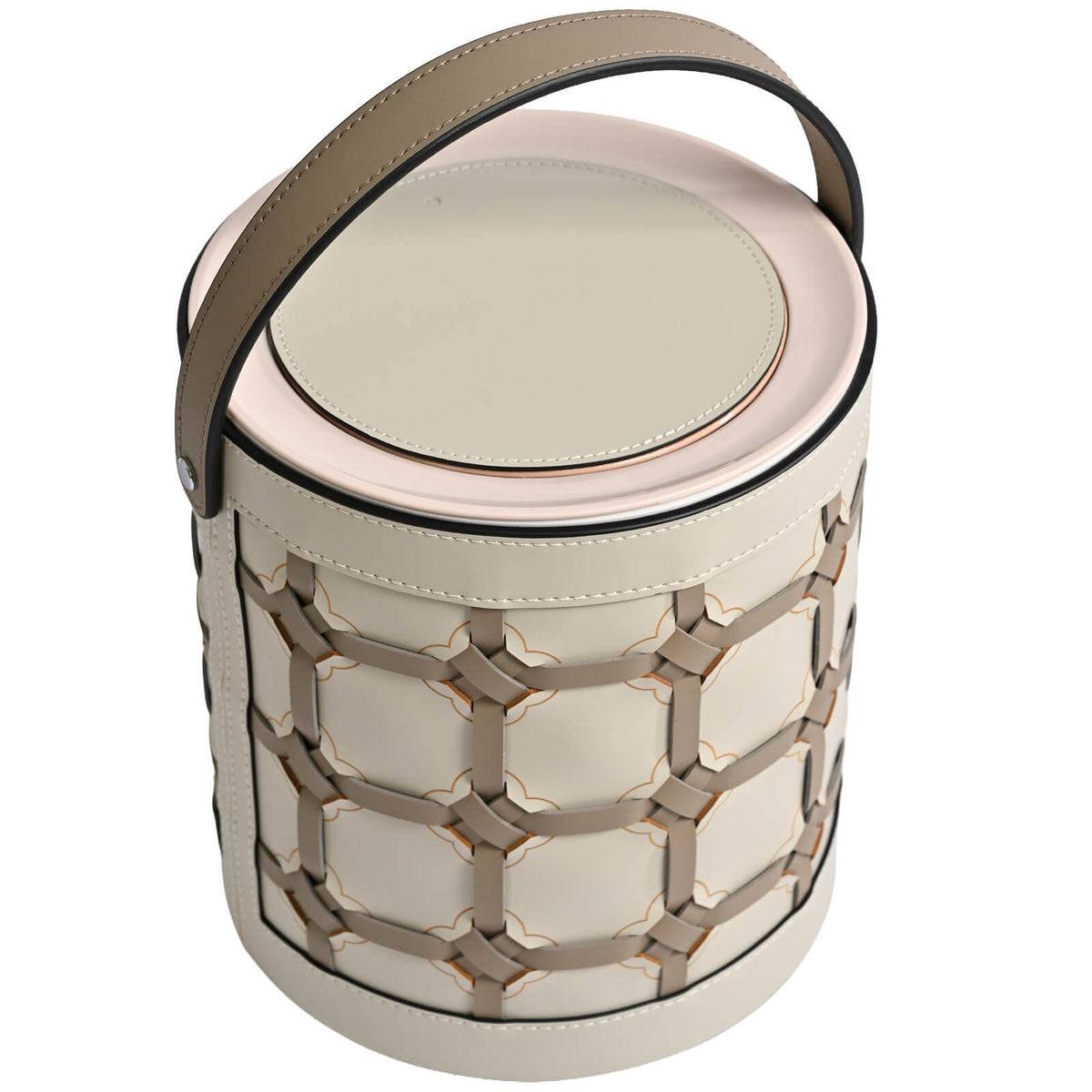 Woven Leather Waste Bin with Handle
