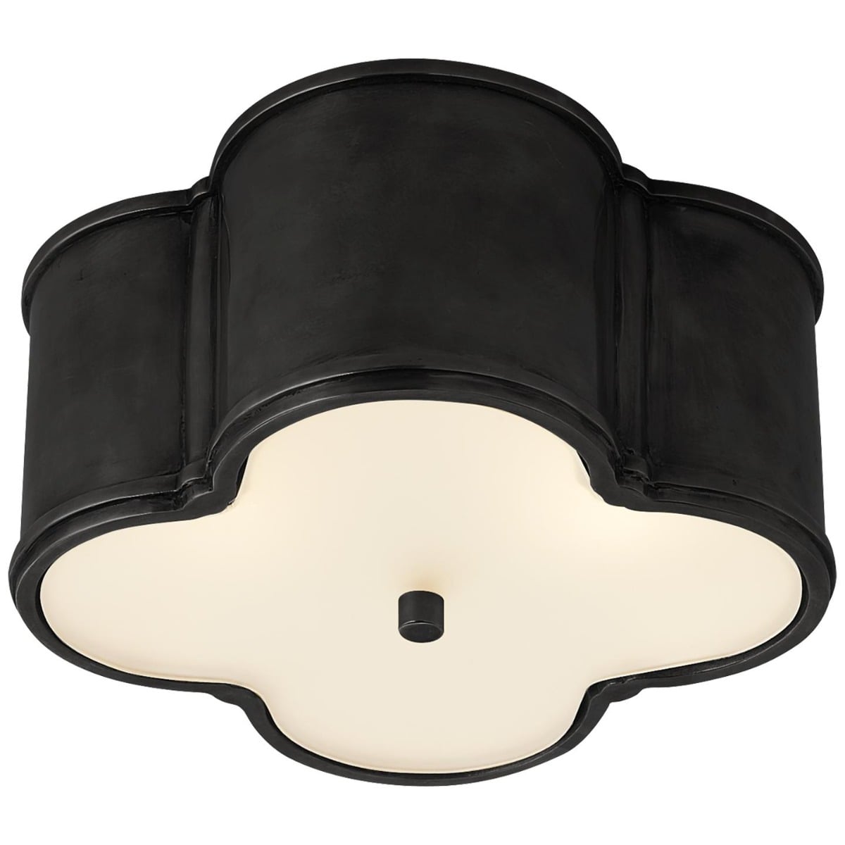 Basil Small Flush Mount in Gun Metal with Frosted Glass