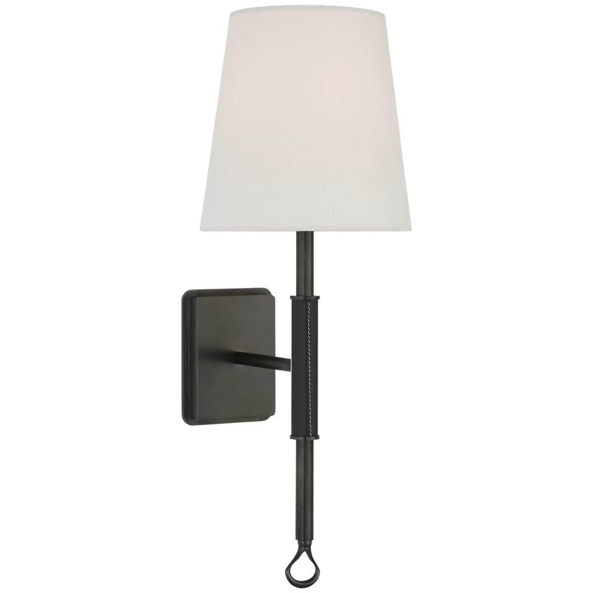 Griffin Sconce in Bronze and Chocolate Leather