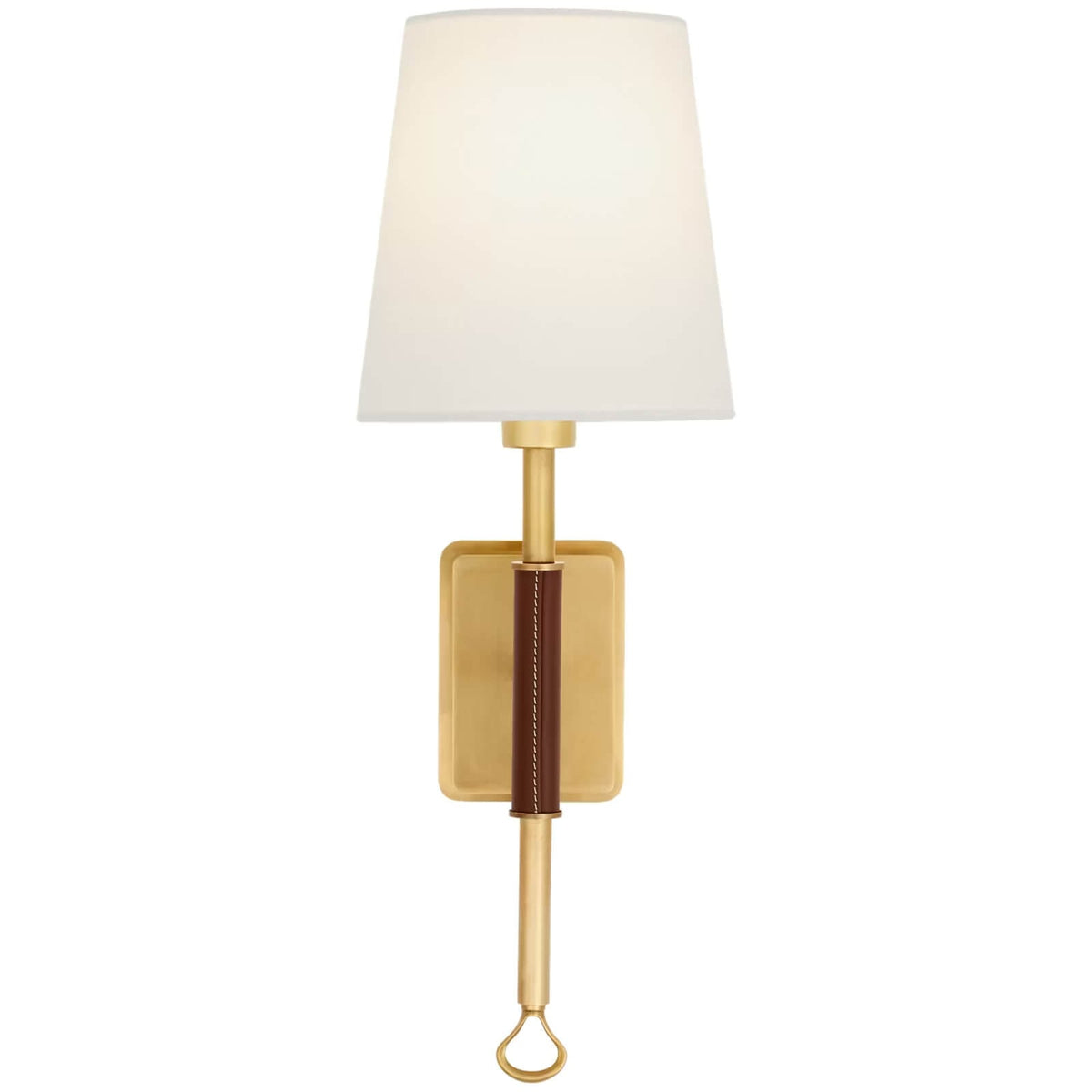 Griffin Sconce in Hand-Rubbed Antique Brass and Saddle Leather