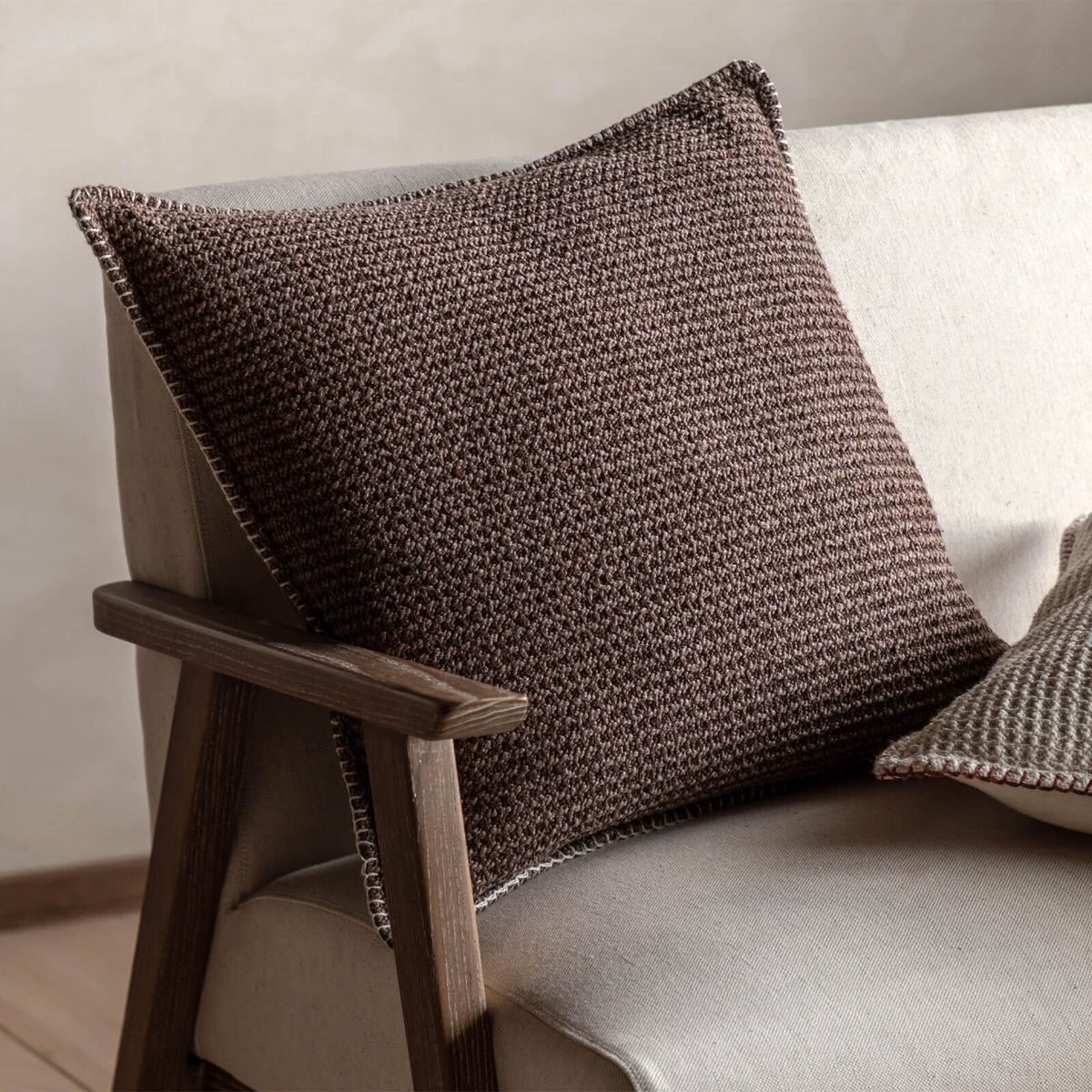 Alder Textured Cushion in Brown