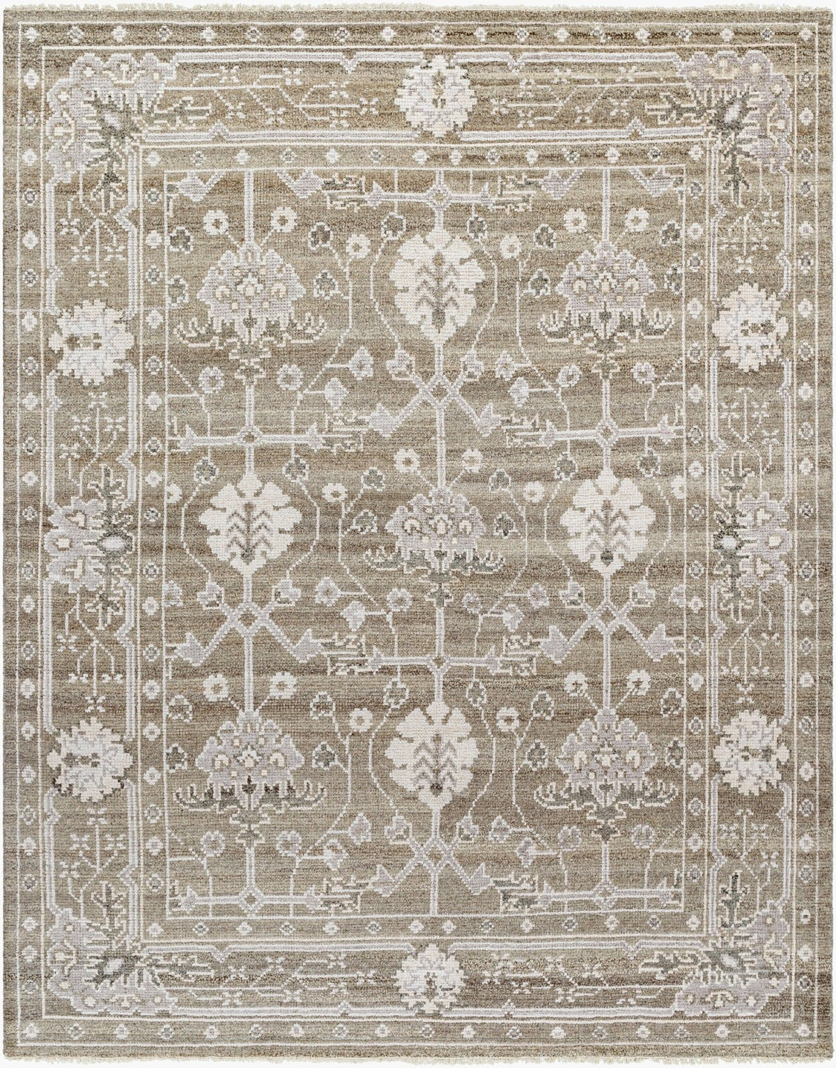 Keiichi Almeria hand-knotted rug 274 x 183 cm in light brown grey and cream – neutral 6x9 rug