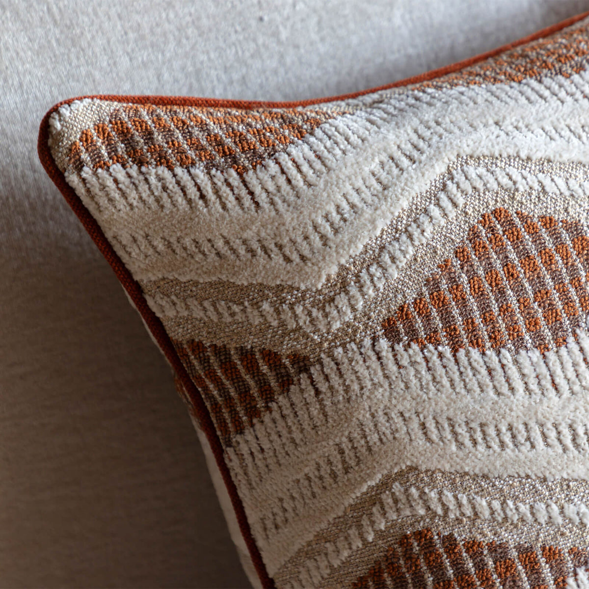 Alto Jacquard Cushion in Rust