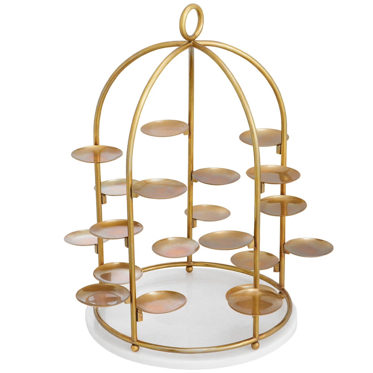 Alturo Cake Stand in Vintage Brass and White Marble