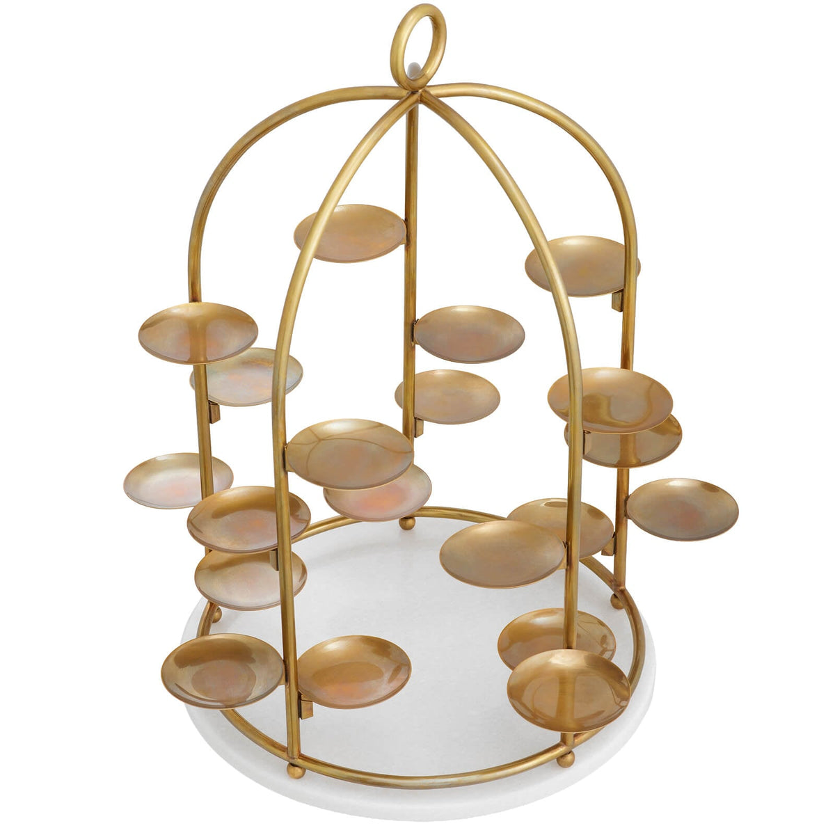 Alturo Cake Stand in Vintage Brass and White Marble